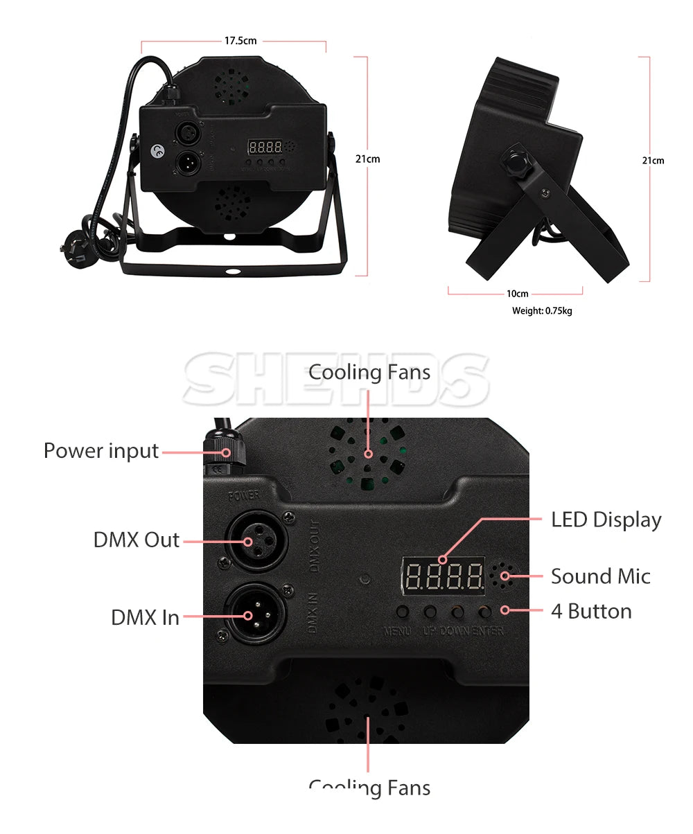 7x12 W/18 W RGBWA + UV LED Platte Par Licht