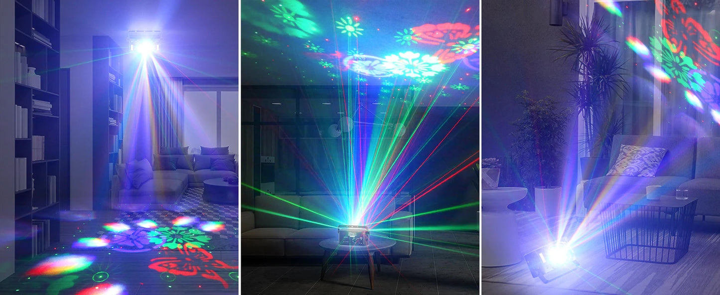 6-In-1 Bee Eye Strobe Laser Projector- Rgbw Led