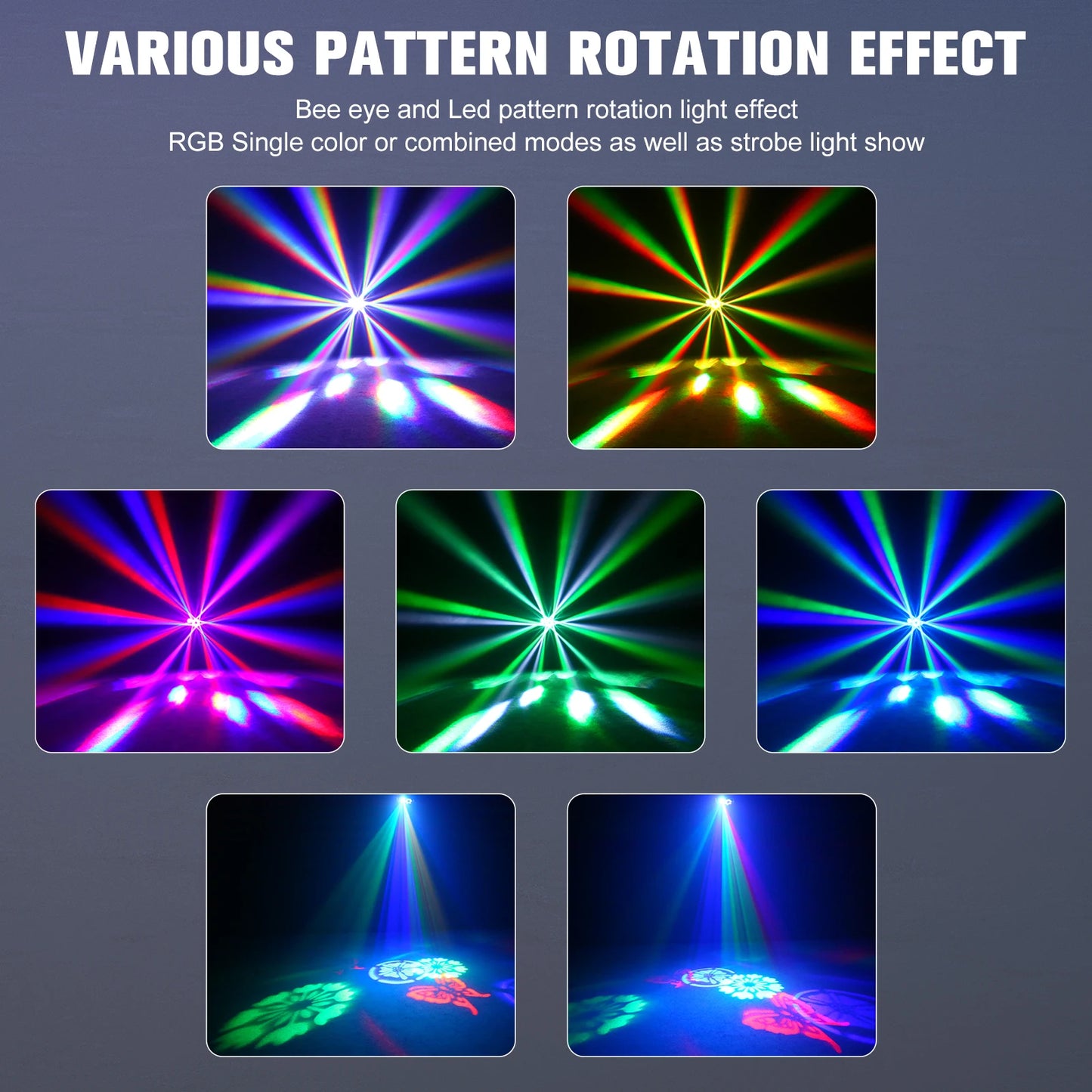 6-In-1 Bee Eye Strobe Laser Projector- Rgbw Led