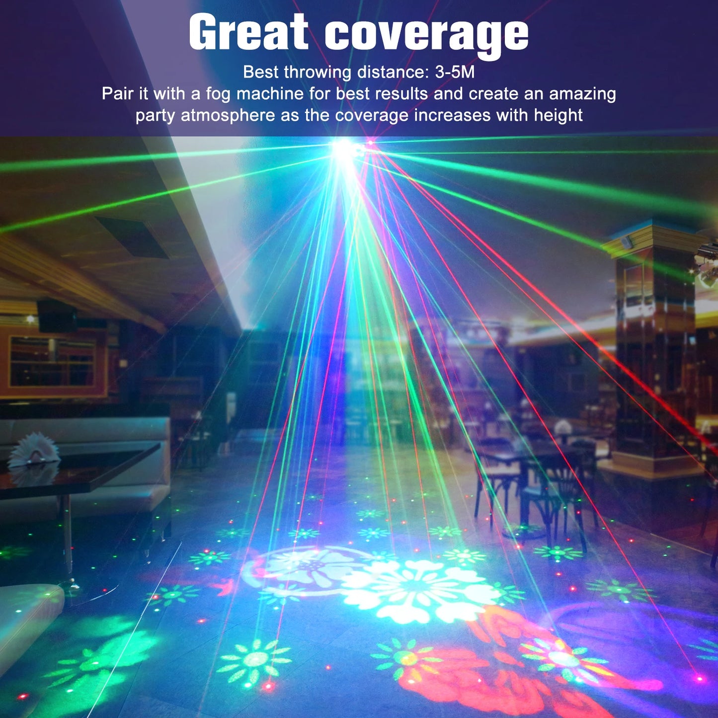 6-In-1 Bee Eye Strobe Laser Projector- Rgbw Led
