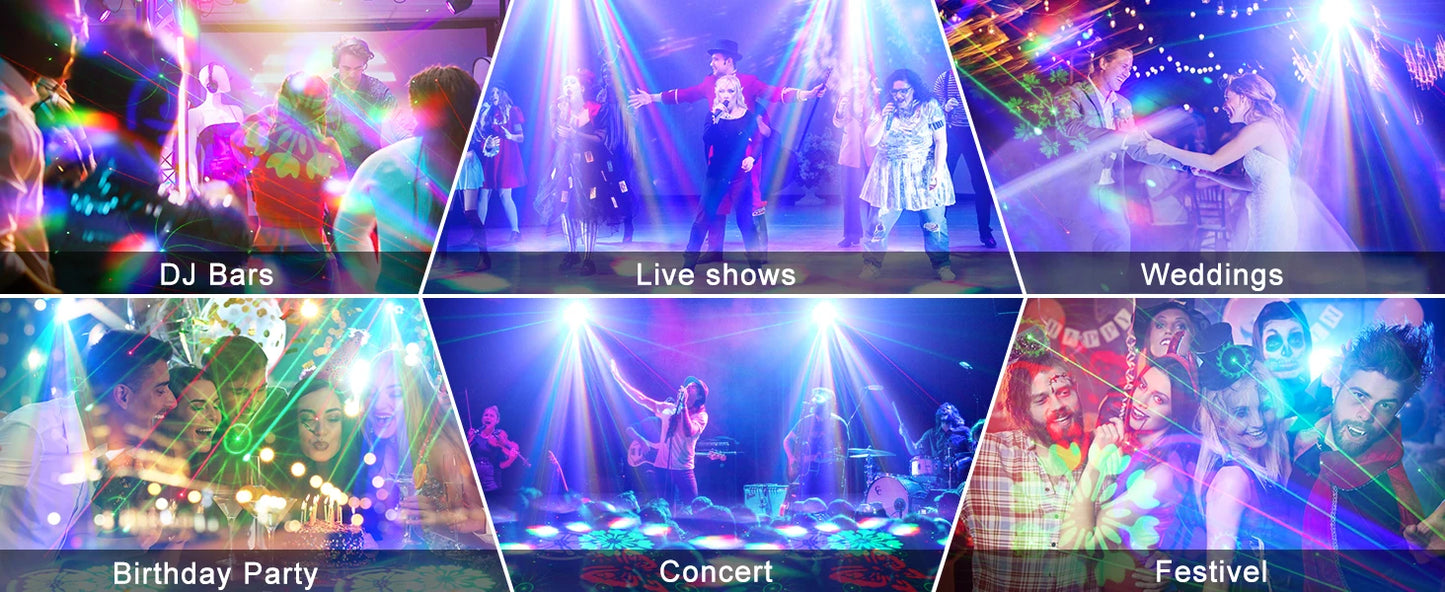 6-In-1 Bee Eye Strobe Laser Projector- Rgbw Led