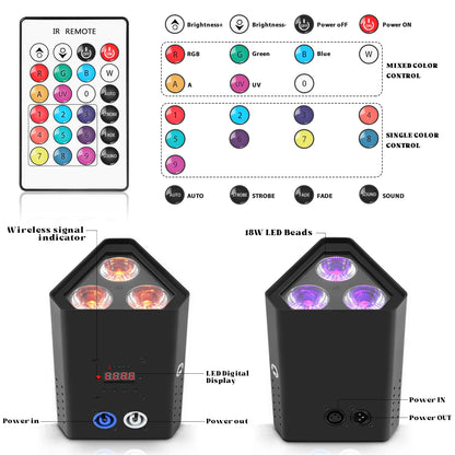 Par Licht 3X18W Rgbwa + Uv 6in1 - Dmx512